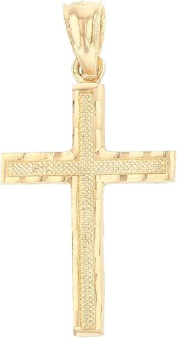 Ioka - 14K Yellow Gold Small Cross Pendant Religious Charm Thin Pendant For Necklace or Chain in Kuwait