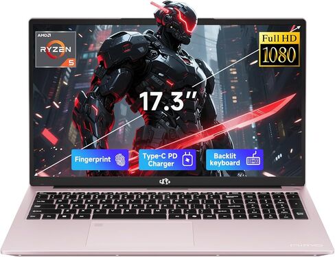 NIMO 17.3" IPS FHD-Gaming-Laptop, AMD Ryzen 5 6600H 32GB DDR5 RAM 1TB SSD (Beat i7-1165G7 Up to 4.5GHz) Radeon 660M GPU-Computer with 100W Type-C Backlit Keyboard Fingerprint in Kuwait