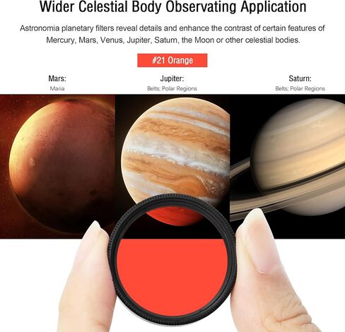 Astromania 1.25" Color/Planetary Filter - #21 Orange - Bundle with - SPL Eyepiece Set 1.25 Inch 7.5 12.5 32mm in Kuwait