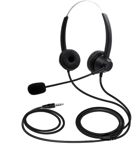 plplaaoo 3.5mm Wired Computer Headset with Microphone Dual Ear Headphones Universal Office Call Center Headphone Suitable for Telephone Operator Computer PC Laptop Gaming Chatting Network in Saudi Arabia