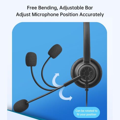 plplaaoo 3.5mm Wired Computer Headset with Microphone Dual Ear Headphones Universal Office Call Center Headphone Suitable for Telephone Operator Computer PC Laptop Gaming Chatting Network in Saudi Arabia