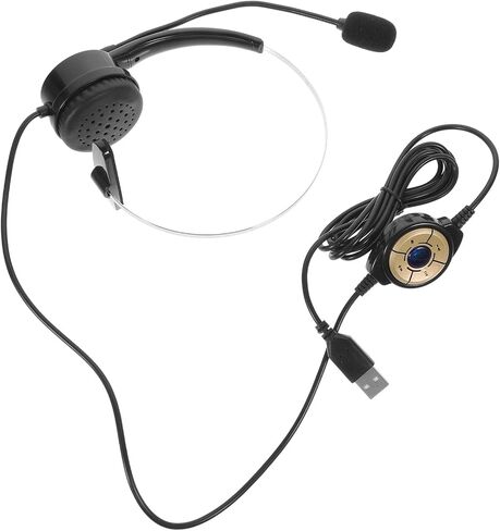 سماعة كمبيوتر Gadpiparty USB مع ميكروفون، سماعة أذن واحدة لمركز الاتصال للعمل والاجتماعات عبر الإنترنت، سماعة هاتف سلكية سوداء للاستخدام المكتبي in Saudi Arabia