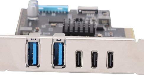 بطاقة محول Zunate PCIe USB 3.1 | سرعة 10 جيجابت في الثانية، 3xType C + 2xUSB3.0 + منافذ من النوع E، التوصيل والتشغيل، توسيع سطح المكتب in Kuwait