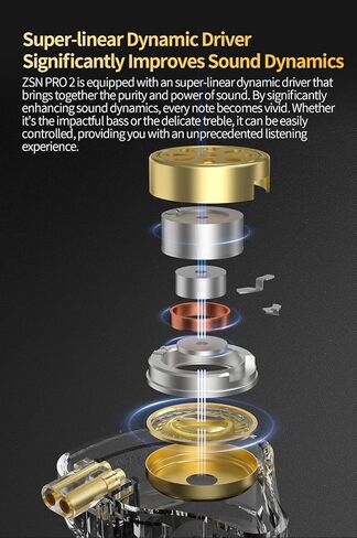 KZ ZSN Pro 2 in-Ear Monitors Headphones Metal Earbuds 1BA+1DD Hybrid Technology HiFi Bass Clear Sound IEMs Noise Cancellation Earphones Wired for Musicians Singer Audiophile (with Microphone, Gold) in Saudi Arabia