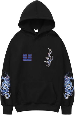 Niepce Inc Streetwear Men's Dragon Embroidered Heavyweight Graphic Hoodies in Kuwait