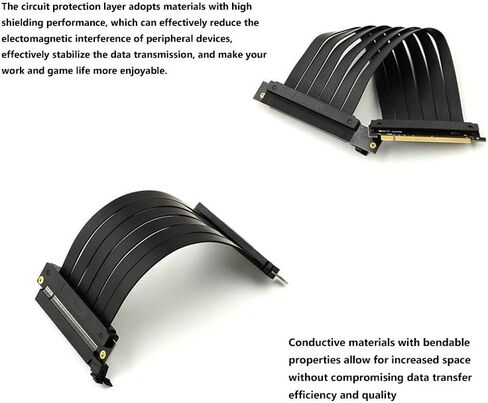 بطاقة الرسومات وحدة معالجة الرسومات GPU عمودية كاملة السرعة PCI-E 4.0 x16 كابل Riser عالي السرعة Gen4 مرن موسع كابل تمديد منفذ محول 90 درجة (200 مم) in Kuwait