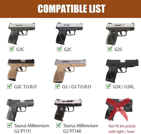 حافظة هجينة من WARRIORLAND IWB، تناسب Taurus G2C / G3C / G3 / G2s / G3X & XL / PT111 G2 / PT140 G2 - جاهزة للبصريات، حافظة حمل مخفية، Adj. الارتفاع وغير قادر على الاحتفاظ | الراحة المطلقة | اليد اليمنى in Kuwait