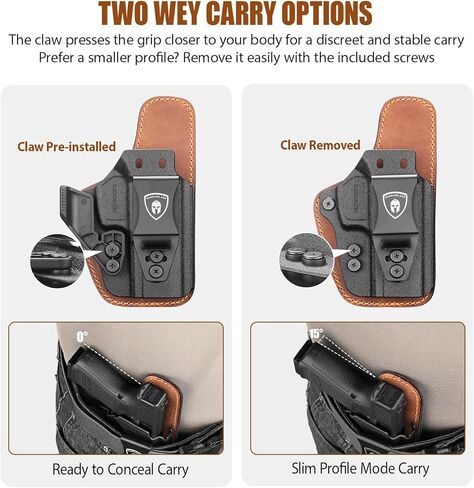 حافظة هجينة من WARRIORLAND IWB، تناسب Taurus G2C / G3C / G3 / G2s / G3X & XL / PT111 G2 / PT140 G2 - جاهزة للبصريات، حافظة حمل مخفية، Adj. الارتفاع وغير قادر على الاحتفاظ | الراحة المطلقة | اليد اليمنى in Kuwait