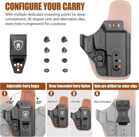 حافظة هجينة من WARRIORLAND IWB، تناسب Taurus G2C / G3C / G3 / G2s / G3X & XL / PT111 G2 / PT140 G2 - جاهزة للبصريات، حافظة حمل مخفية، Adj. الارتفاع وغير قادر على الاحتفاظ | الراحة المطلقة | اليد اليمنى in Kuwait