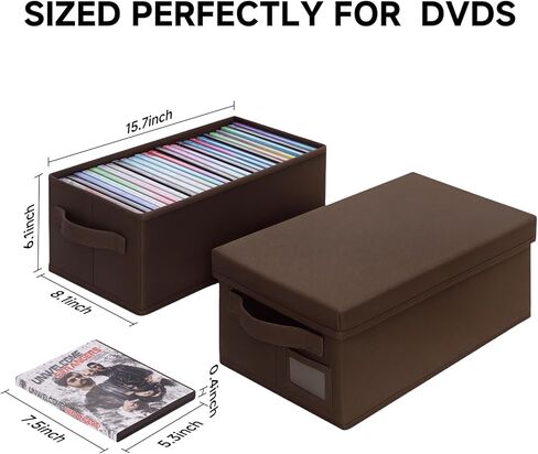 DVD Storage Box 4 Pack – Brown Sturdy Media Organizer with Lids, Holds 25 Standard DVD Cases Each, Stackable Storage Bin for DVDs, CDs, Video Games, and Discs in Saudi Arabia
