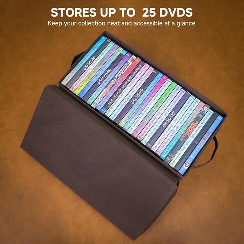 DVD Storage Box 4 Pack – Brown Sturdy Media Organizer with Lids, Holds 25 Standard DVD Cases Each, Stackable Storage Bin for DVDs, CDs, Video Games, and Discs in Saudi Arabia