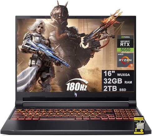 acer Nitro V 16 AI Gaming Laptop 16" WUXGA IPS 180Hz AMD 6-core Ryzen 5 240 16GB DDR5 512GB SSD GeForce RTX 5050 (Up to 421 AI Tops) Backlit Wi-Fi6E Type-C Win11Pro w/ICP Hub in Saudi Arabia