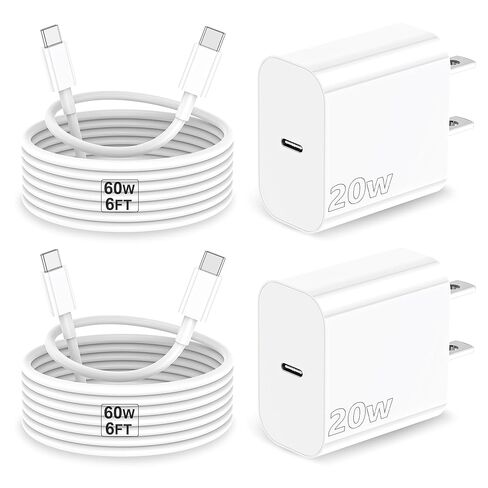 شاحن iPhone 17، 2 حزمة شاحن 20 وات من النوع C شحن سريع مع كابل شاحن USB C بطول 6 أقدام لهاتف iPhone17/ 17 air/ 17 Pro/ 17 Pro Max، شاحن iPhone 16 Pro Max/ 15 Pro Max، iPad 12.9/11، iPad Air/Pro in Kuwait