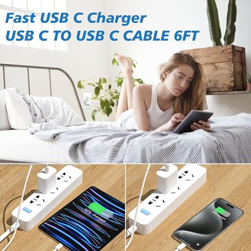شاحن iPhone 17، 2 حزمة شاحن 20 وات من النوع C شحن سريع مع كابل شاحن USB C بطول 6 أقدام لهاتف iPhone17/ 17 air/ 17 Pro/ 17 Pro Max، شاحن iPhone 16 Pro Max/ 15 Pro Max، iPad 12.9/11، iPad Air/Pro in Kuwait