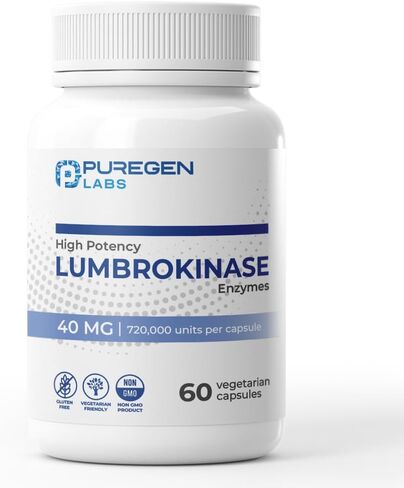 Puregen Labs Lumbrokinase 40mg للفرد مكملات عالية القوى | النشاط العالي إنزيمات لومبروكيناز | لا إضافات ضارة | غير GMO | الخالية من الغلوتين | صنع في الولايات المتحدة - 60 كبسولات نباتية in Saudi Arabia