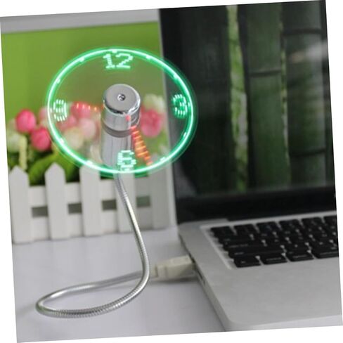 Kisangel USB Clock Fan with LED Display, Mini Portable Gooseneck USB Rechargeable Fan for Laptop, Desk Cooling and Travel Use in Saudi Arabia