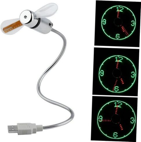 Kisangel USB Clock Fan with LED Display, Mini Portable Gooseneck USB Rechargeable Fan for Laptop, Desk Cooling and Travel Use in Saudi Arabia