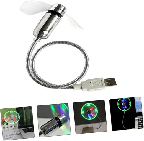 Kisangel USB Clock Fan with LED Display, Mini Portable Gooseneck USB Rechargeable Fan for Laptop, Desk Cooling and Travel Use in Saudi Arabia