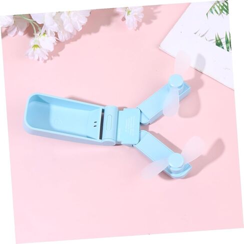 مروحة مكتب USB برأسين من Housoutil، مروحة تبريد صغيرة قابلة لإعادة الشحن للسفر والاستخدام في الهواء الطلق، صغيرة قابلة للطي محمولة باليد باللون الأزرق السماوي in Kuwait