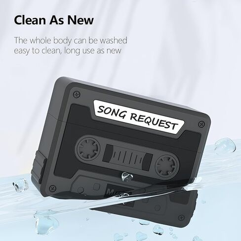 Designer Retro Case Compatible with AirPods 4 2024, Music Cassette Tape Case Cover with Rope, Portable Soft Silicone Wireless Charging Earphone Shockproof Protector for Men Women (Black) in Saudi Arabia