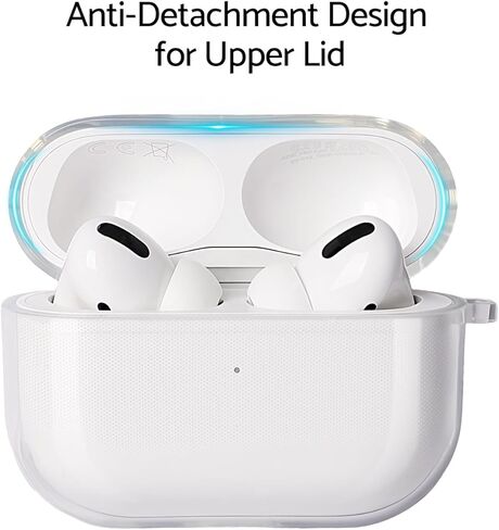 غطاء حافظة KUWATA لجهاز AirPods Pro الجيل الأول والثاني، يأتي مع حبل قصير ومحول Lightning إلى USB-C، مادة TPU ممتازة متوسطة الصلابة، مضاد للاصفرار طويل الأمد، تصميم مضاد للانفصال للغطاء (شفاف) in Kuwait