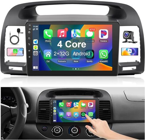Leadfan Car Radio for Toyota Camry 2002 2003 2004 2005 2006 Stereo Replacement with Wireless Carplay Android Auto 9'' HD Touchscreen Buit-in GPS Navigation BT5.0 Backup Camera Microphone in Kuwait