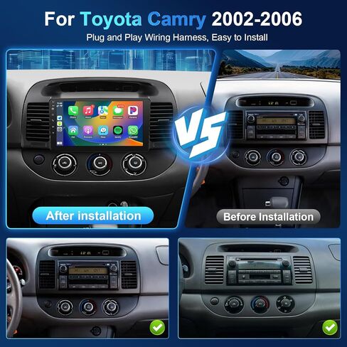 Leadfan Car Radio for Toyota Camry 2002 2003 2004 2005 2006 Stereo Replacement with Wireless Carplay Android Auto 9'' HD Touchscreen Buit-in GPS Navigation BT5.0 Backup Camera Microphone in Kuwait
