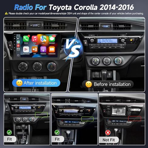 Naifay 8Core Android Car Stereo for Toyota Corolla 2014 2015 2016 ترقية الراديو 10.1 بوصة IPS شاشة لمس لراديو كورولا مع Carplay اللاسلكي Android Auto/Bluetooth/Wi-Fi/FM/GPS/SWC/Canbus/MIC in Saudi Arabia