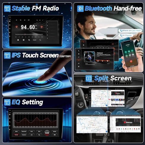 Naifay 8Core Android Car Stereo for Toyota Corolla 2014 2015 2016 ترقية الراديو 10.1 بوصة IPS شاشة لمس لراديو كورولا مع Carplay اللاسلكي Android Auto/Bluetooth/Wi-Fi/FM/GPS/SWC/Canbus/MIC in Saudi Arabia