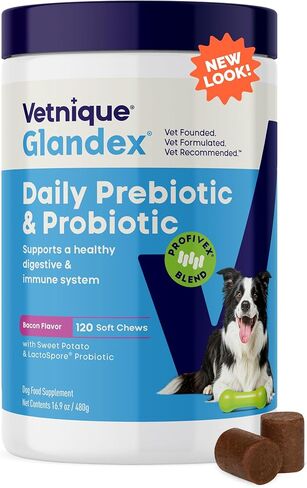 Vetnique Glandex Probiotics for Dogs 60ct Soft Chews, Prebiotics & Enzymes in Saudi Arabia