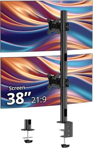 SIIG Dual Vertical Monitor Stand- Gray, Fits 13-38" Screens- Up to 26.5 lbs- 31.5" Height Adjustable Pole- Quick-Release VESA- Cable Management -C-clamp/Grommet -VESA Plate 75/100 (CE-MT5H11-S1) in Saudi Arabia