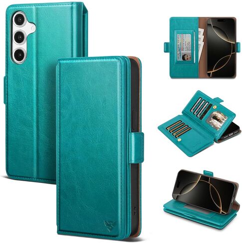 Compatible with Samsung Galaxy S25 FE Case Wallet with Card Holder [9 Card Slot] Women Men,RFID Blocking Luxury PU Leather Phone Case Flip Protector Cover Credit Card Slot Kickstand,Brown in Saudi Arabia
