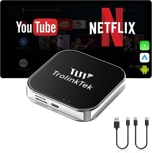 محول Carplay اللاسلكي AI Box، نظام Android 13.0، 8 النواة، 5 جيجا هرتز WiFi وBluetooth 5.4، بطاقة TF/SIM، GPS، Netflix YouTube لـ OEM Wired CarPlay وAndroid Auto (ذاكرة الوصول العشوائي 4 جيجابايت + ذاكرة الوصول العشوائي 64 جيجابايت) in Saudi Arabia
