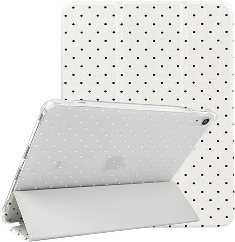 جراب Lovmooful متوافق مع iPad Air 6th 11 بوصة M2 (2024)، iPad Air 5/4 (2022/2020 الجيل الخامس/4th 10.9 بوصة) مع حامل قلم رصاص بتصميم منقط لطيف ناعم من مادة TPU وحامل ثلاثي الطي - أبيض in Saudi Arabia