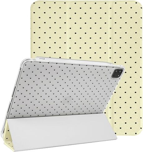 جراب Lovmooful متوافق مع iPad Air 6th 11 بوصة M2 (2024)، iPad Air 5/4 (2022/2020 الجيل الخامس/4th 10.9 بوصة) مع حامل قلم رصاص بتصميم منقط لطيف ناعم من مادة TPU وحامل ثلاثي الطي - أبيض in Saudi Arabia