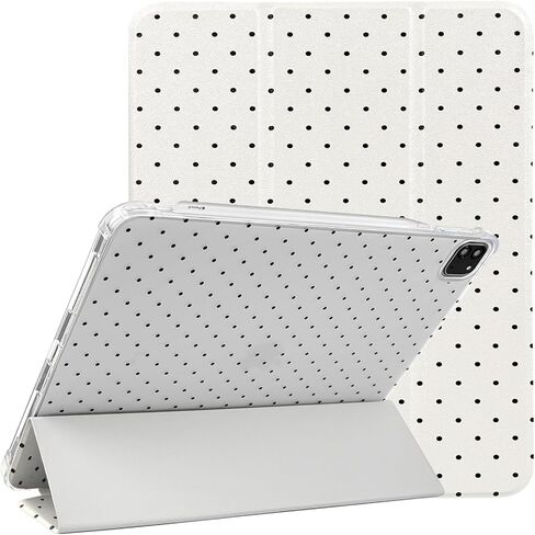 جراب Lovmooful متوافق مع iPad Air 6th 11 بوصة M2 (2024)، iPad Air 5/4 (2022/2020 الجيل الخامس/4th 10.9 بوصة) مع حامل قلم رصاص بتصميم منقط لطيف ناعم من مادة TPU وحامل ثلاثي الطي - أبيض in Saudi Arabia