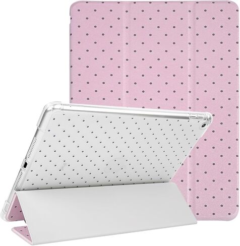 جراب Lovmooful متوافق مع iPad Air 6th 11 بوصة M2 (2024)، iPad Air 5/4 (2022/2020 الجيل الخامس/4th 10.9 بوصة) مع حامل قلم رصاص بتصميم منقط لطيف ناعم من مادة TPU وحامل ثلاثي الطي - أبيض in Saudi Arabia