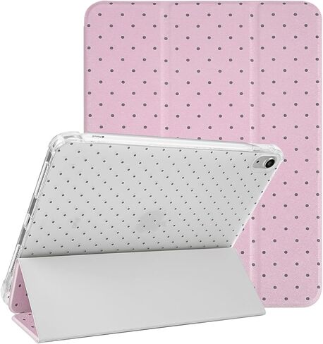 جراب Lovmooful متوافق مع iPad Air 6th 11 بوصة M2 (2024)، iPad Air 5/4 (2022/2020 الجيل الخامس/4th 10.9 بوصة) مع حامل قلم رصاص بتصميم منقط لطيف ناعم من مادة TPU وحامل ثلاثي الطي - أبيض in Saudi Arabia