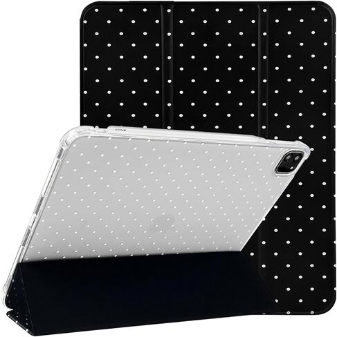 جراب Lovmooful متوافق مع iPad Air 6th 11 بوصة M2 (2024)، iPad Air 5/4 (2022/2020 الجيل الخامس/4th 10.9 بوصة) مع حامل قلم رصاص بتصميم منقط لطيف ناعم من مادة TPU وحامل ثلاثي الطي - أبيض in Saudi Arabia