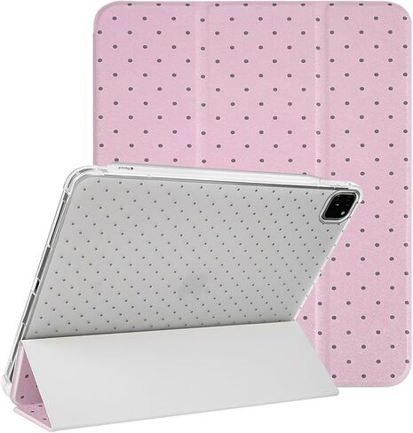 جراب Lovmooful متوافق مع iPad Air 6th 11 بوصة M2 (2024)، iPad Air 5/4 (2022/2020 الجيل الخامس/4th 10.9 بوصة) مع حامل قلم رصاص بتصميم منقط لطيف ناعم من مادة TPU وحامل ثلاثي الطي - أبيض in Saudi Arabia