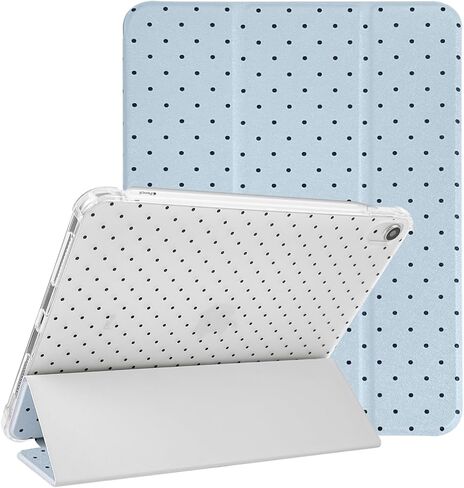 جراب Lovmooful متوافق مع iPad Air 6th 11 بوصة M2 (2024)، iPad Air 5/4 (2022/2020 الجيل الخامس/4th 10.9 بوصة) مع حامل قلم رصاص بتصميم منقط لطيف ناعم من مادة TPU وحامل ثلاثي الطي - أبيض in Saudi Arabia