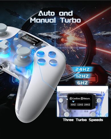 Simdu Hall Effect Wireless Controller for Switch 2/1/OLED/Lite, PC, Android, iOS, Bluetooth and Wired Gaming Controller with Transparent Design in Saudi Arabia