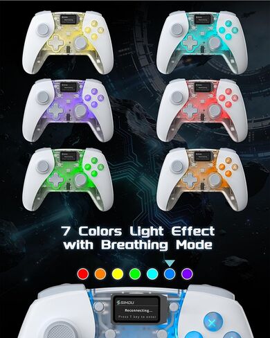 Simdu Hall Effect Wireless Controller for Switch 2/1/OLED/Lite, PC, Android, iOS, Bluetooth and Wired Gaming Controller with Transparent Design in Saudi Arabia