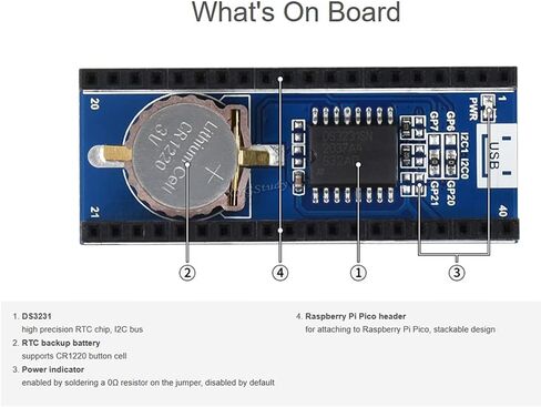 High Precision RTC Module for Raspberry Pi Pico, Onboard DS3231 Chip @XYGStudy (Pico-RTC-DS3231) in Saudi Arabia