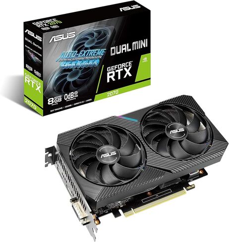 بطاقة رسومات الألعاب ASUS Dual NVIDIA GeForce RTX 2070 Mini OC Edition (PCIe 3.0، ذاكرة GDDR6 سعة 8 جيجابايت، HDMI، DisplayPort، DVI-D، لمجموعة Intel NUC 9 Extreme Kit والهيكل الصغير. in Saudi Arabia