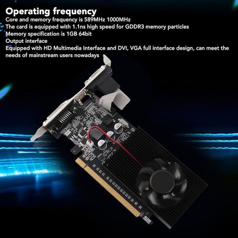 Low Gpu Computer Video Card Graphics Card,Graphics Card 589MHz 1000MHz 2560x1600 Gaming Graphics Card for HD Multimedia Interface DVI VGA Interface (GT210 1GD3 64BIT) in Saudi Arabia