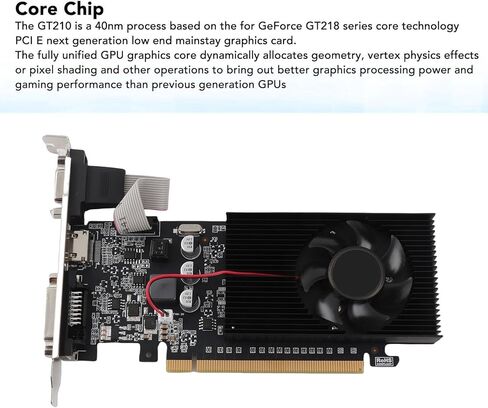 Low Gpu Computer Video Card Graphics Card,Graphics Card 589MHz 1000MHz 2560x1600 Gaming Graphics Card for HD Multimedia Interface DVI VGA Interface (GT210 1GD3 64BIT) in Saudi Arabia