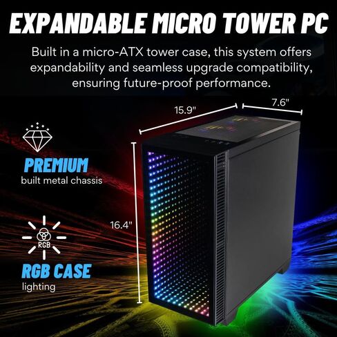 Continuum Micro RTX 5070 12GB، 12-Core Intel i7-12700KF CPU، 32GB DDR5 RAM، 1TB Gen4 NVMe SSD، كمبيوتر مكتبي للألعاب مع Windows 11 Pro، ضمان لمدة 3 سنوات، لوحة مفاتيح RGB + ماوس، شبكة Wi-Fi داخلية 6E in Saudi Arabia