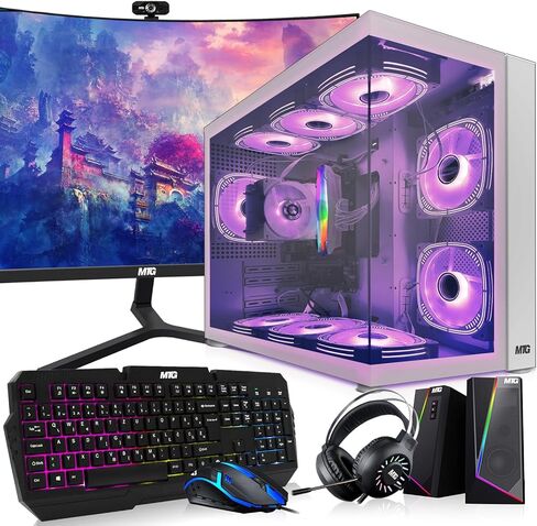 MTG Khuno Gaming Tower PC- Intel Core i5-8th Gen, RTX 3060 12GB 192 Bits, 16GB ARGB Ram, 1TB Nvme, 27 Inch Curve Monitor, RGB Gamer Bundle Combo, Webcam, Win 11 Home in Saudi Arabia