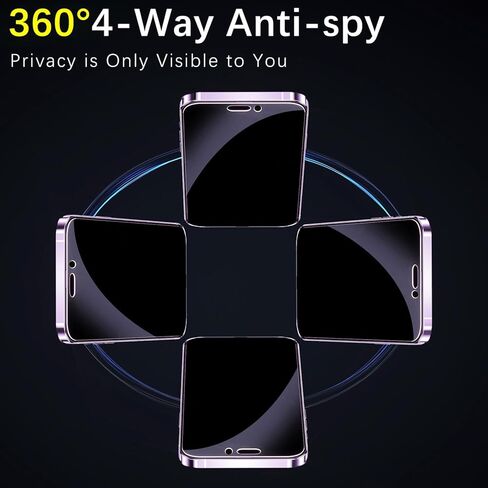2 Pack 360 Degree Matte Privacy Screen Protector for iPhone 17/iPhone 16 Pro 6.3 Inch 4-Way Anti-Spy Private Tempered Glass, Full Coverage, Anti Glare, Anti Fingerprint in Saudi Arabia